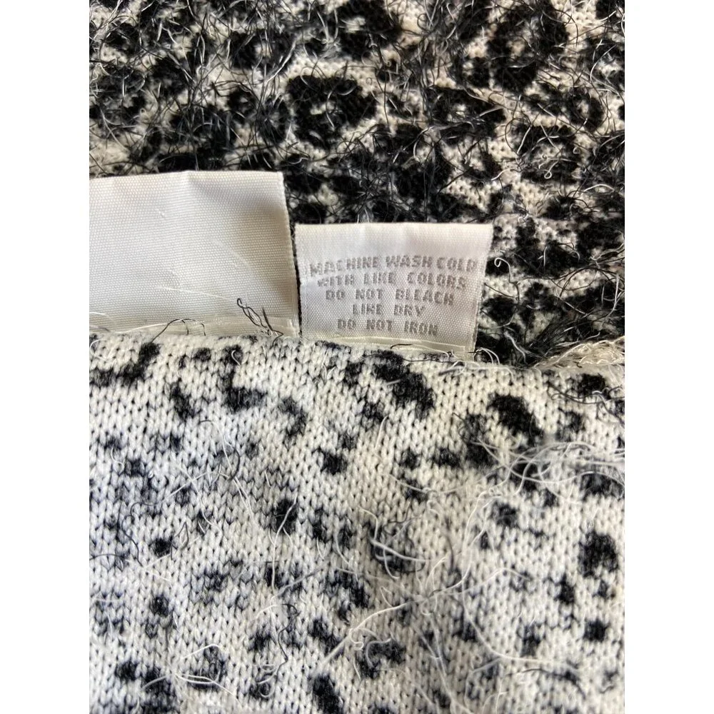 Vintage Studio C Leopard Print Sweater L Black White Mob Wife Retro Glam Y2K_5